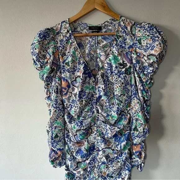 Isabel Marant Étoile Bireya Silk-Blend Mini Dress Size 40/ US 8 NWT - Picture 6 of 12